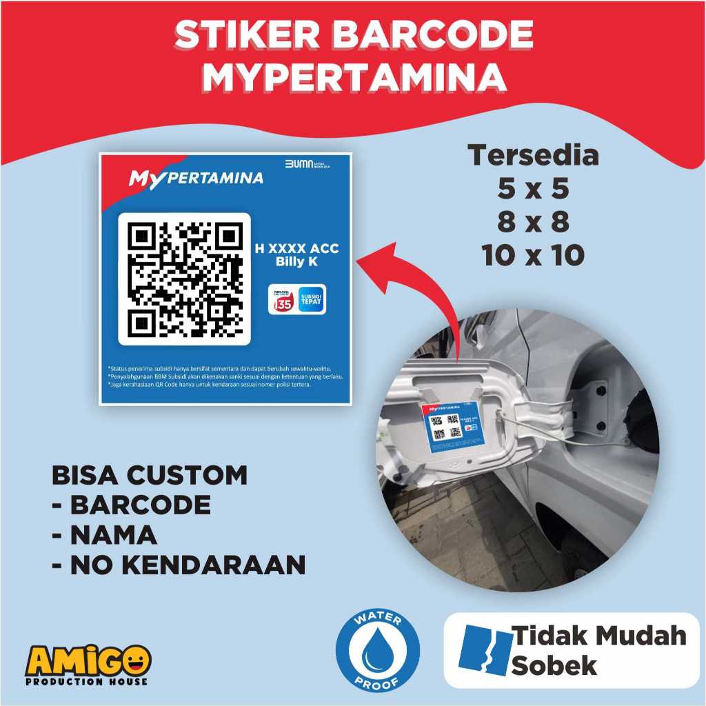 cetak stiker my pertamina / stiker tangki mobil / stiker barcode