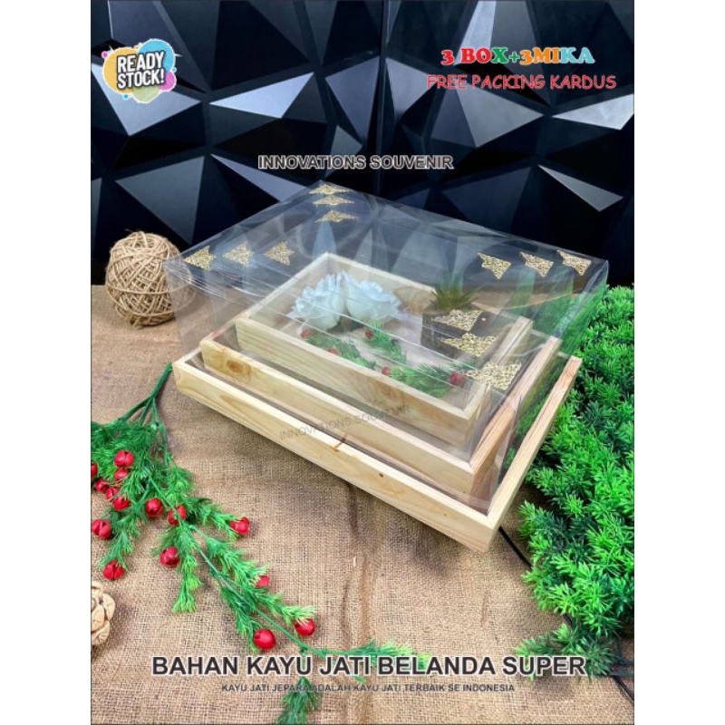 

kotak hantaran kayu isi 3 set