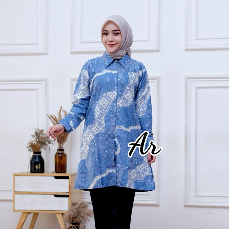 Tunik Batik Wanita Lengan Panjang Modern