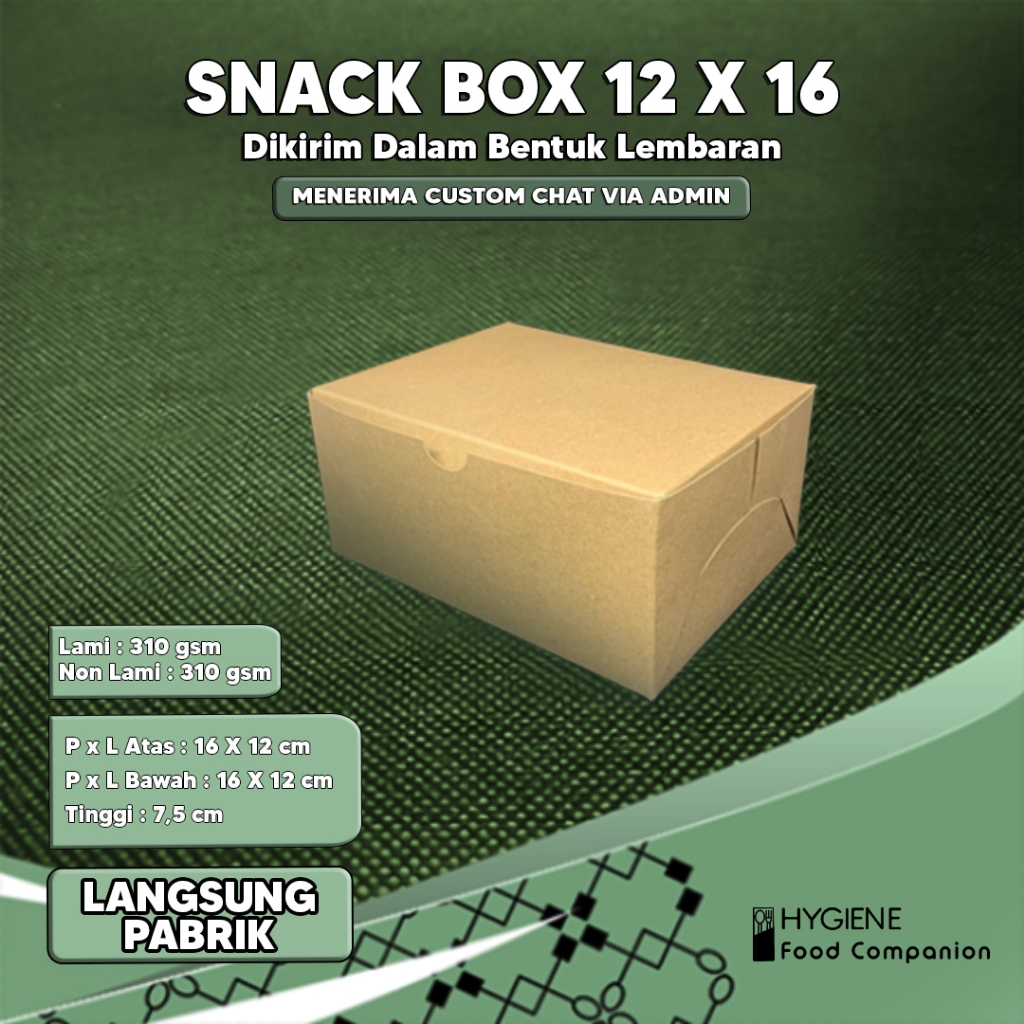 

dus kue 12x16 / dus snack box 12 x 16 / kotak kardus kue laminasi tebal 310 gsm