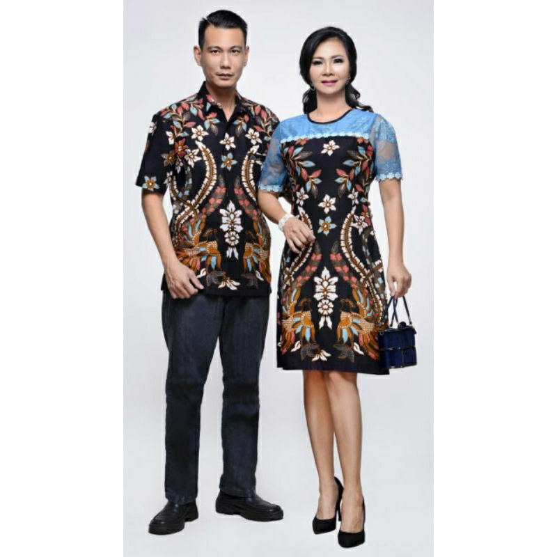 Dress Batik Jumbo Modern 4L-5L Kombinasi Brokat Terusan Batik Big Size XXXL Seragam Batik Couple NGT