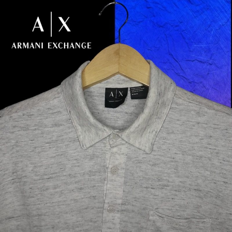 ARMANI EXCHANGE Kaos Kerah Pria, Atasan Pria Berkerah