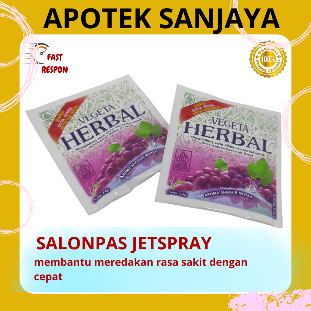 

VEGETA HERBAL / ANGGUR / ISI 4.6 G / PELANCAR BAB / TINGGI SERAT