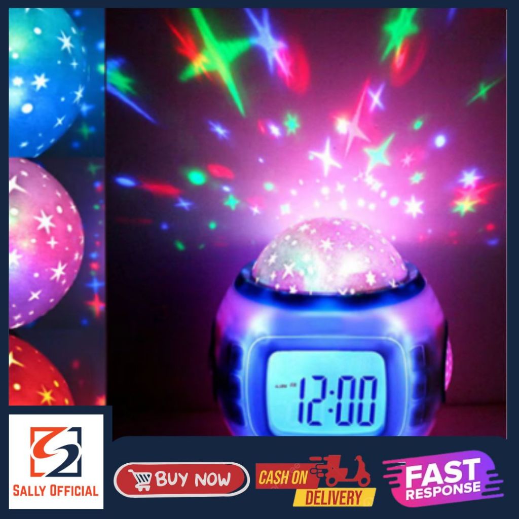 

Musik Starry Star Sky Jam Weker Digital Proyeksi Kalender Lampu Malam