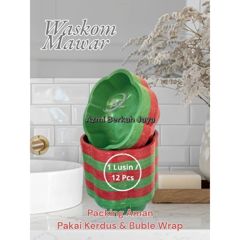 12 PCS (1 LUSIN) Waskom Hajatan walimahan kenduri Wadah Bak Nasi / Baskom plastik Besek nasi Motif M