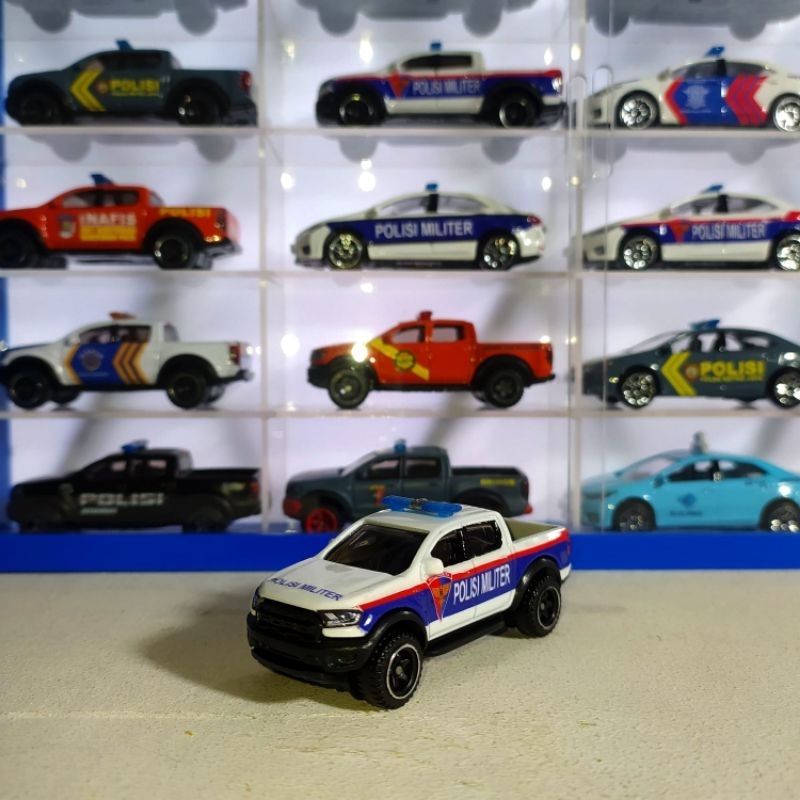 Diecast Miniatur Replika Skala 1:64 Hotwheels Ford Ranger Raptor Custom Mobil Polisi Militer Angkata