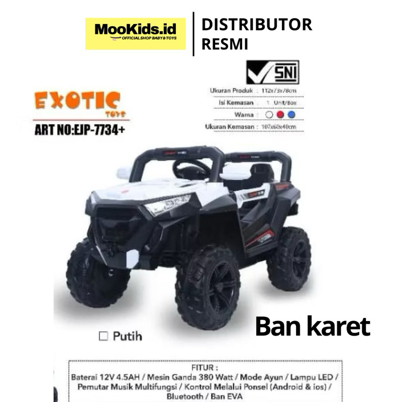 MooKids Mobil Aki anak Jeep Offroad Besar Exotic EJP 7734 Ban Karet eva mobilan remote