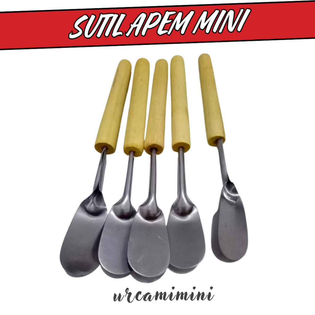 Sutil Ampem / Sutil Kue Mini / Spatula Mini / Sodet Kecil Gagang Kayu / Sutil Kue Kering