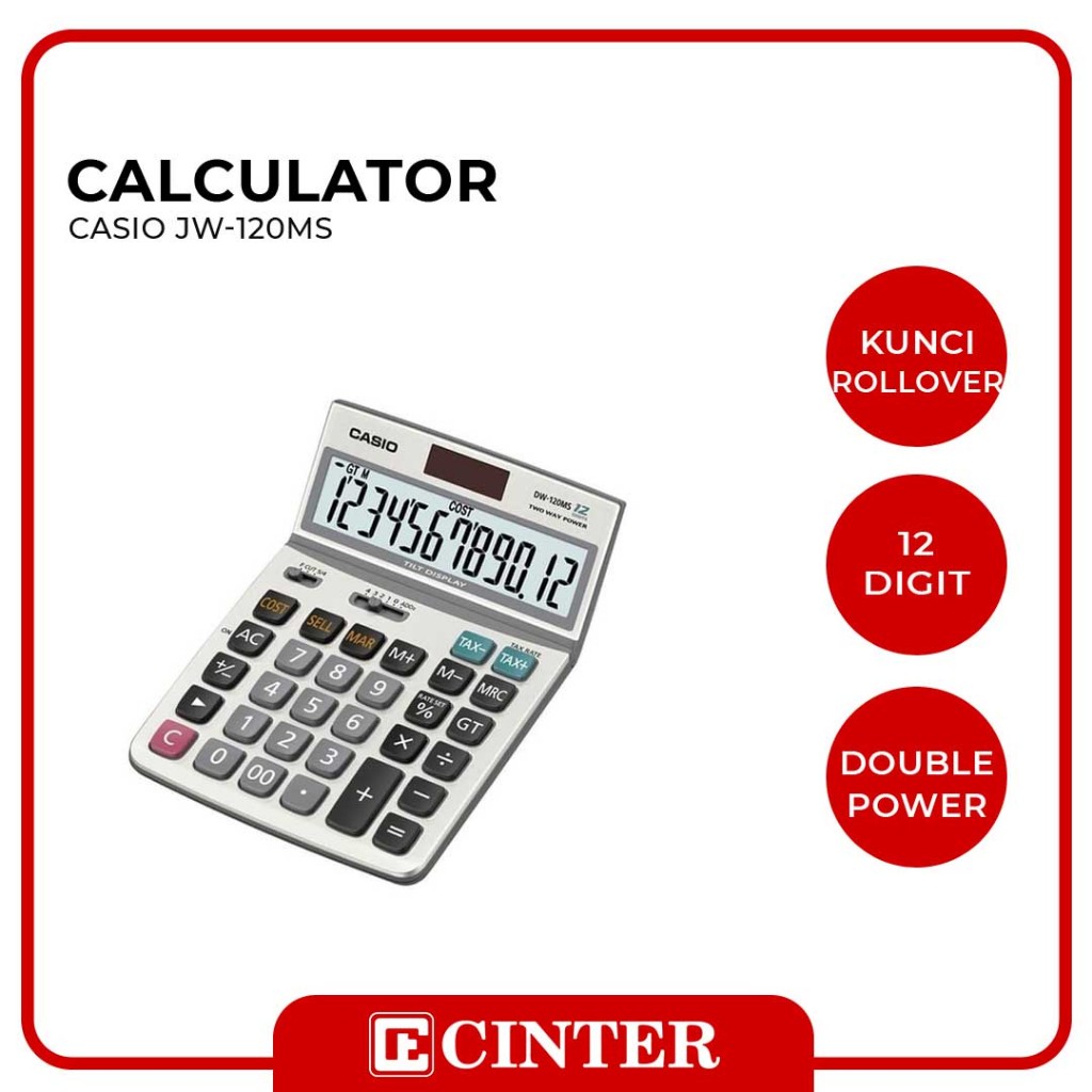 

CASIO - CALCULATOR / KALKULATOR / ALAT HITUNG JW-120MS 12DGT