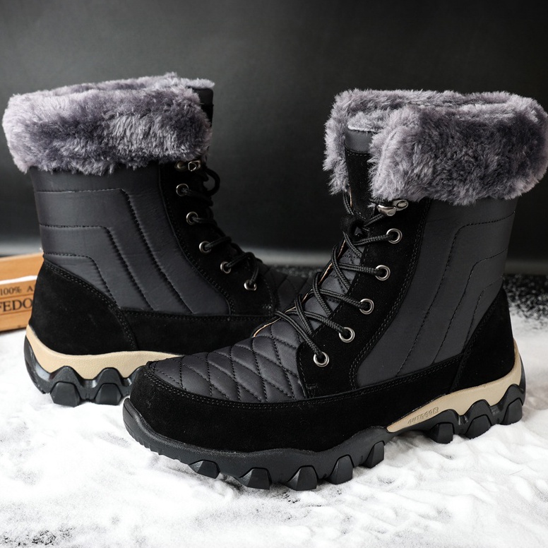 KODE N77Z Import Premium Sepatu Pria Musim Dingin Winter Snow Boots Tinggi Hiking Bulu Cowok Dewasa 