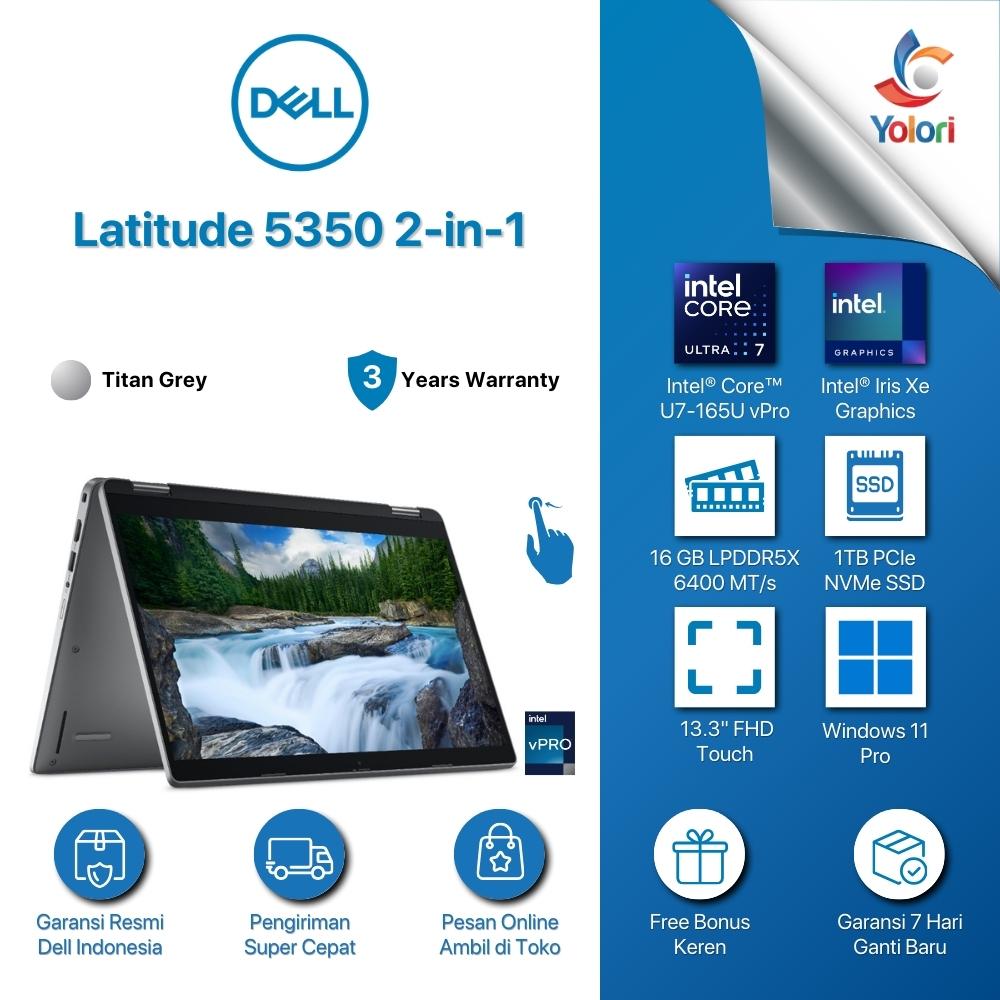 Dell Latitude 5350 2in1 U7-165U vPro 16GB 1TB SSD UMA WIN 11 PRO 3YR