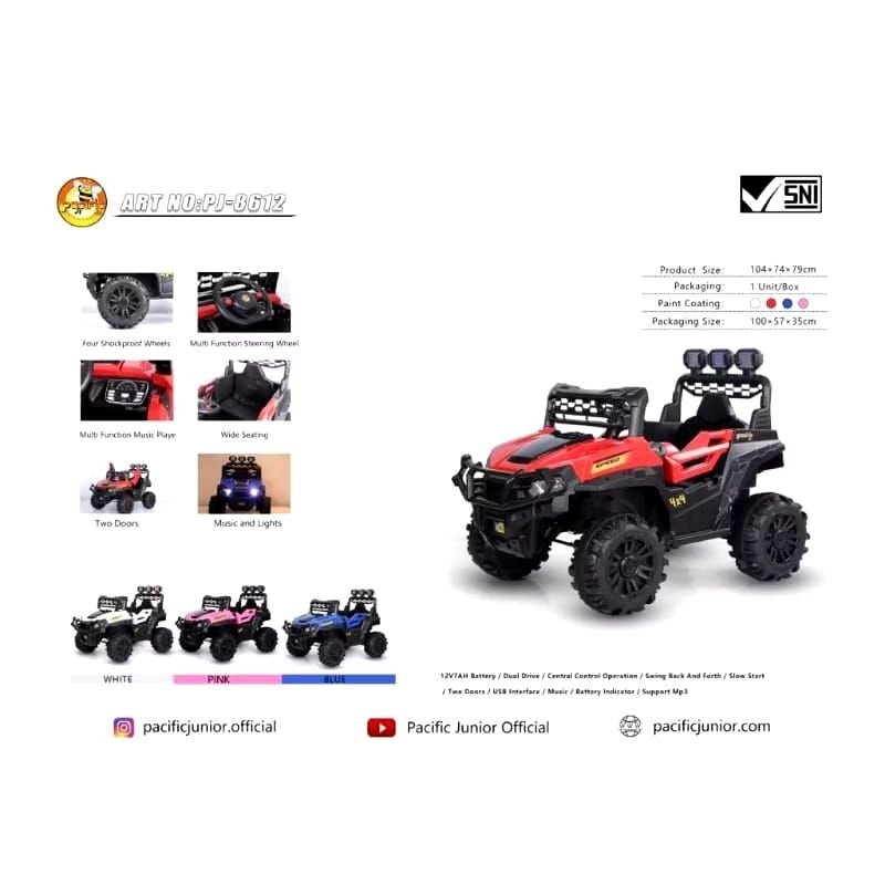 PROMO (FREE PELAPIS BAN) Mainan Mobil Aki Anak jeep TANKER / HUMMER / BETTER / EJP7713 EJP-7713 / PJ