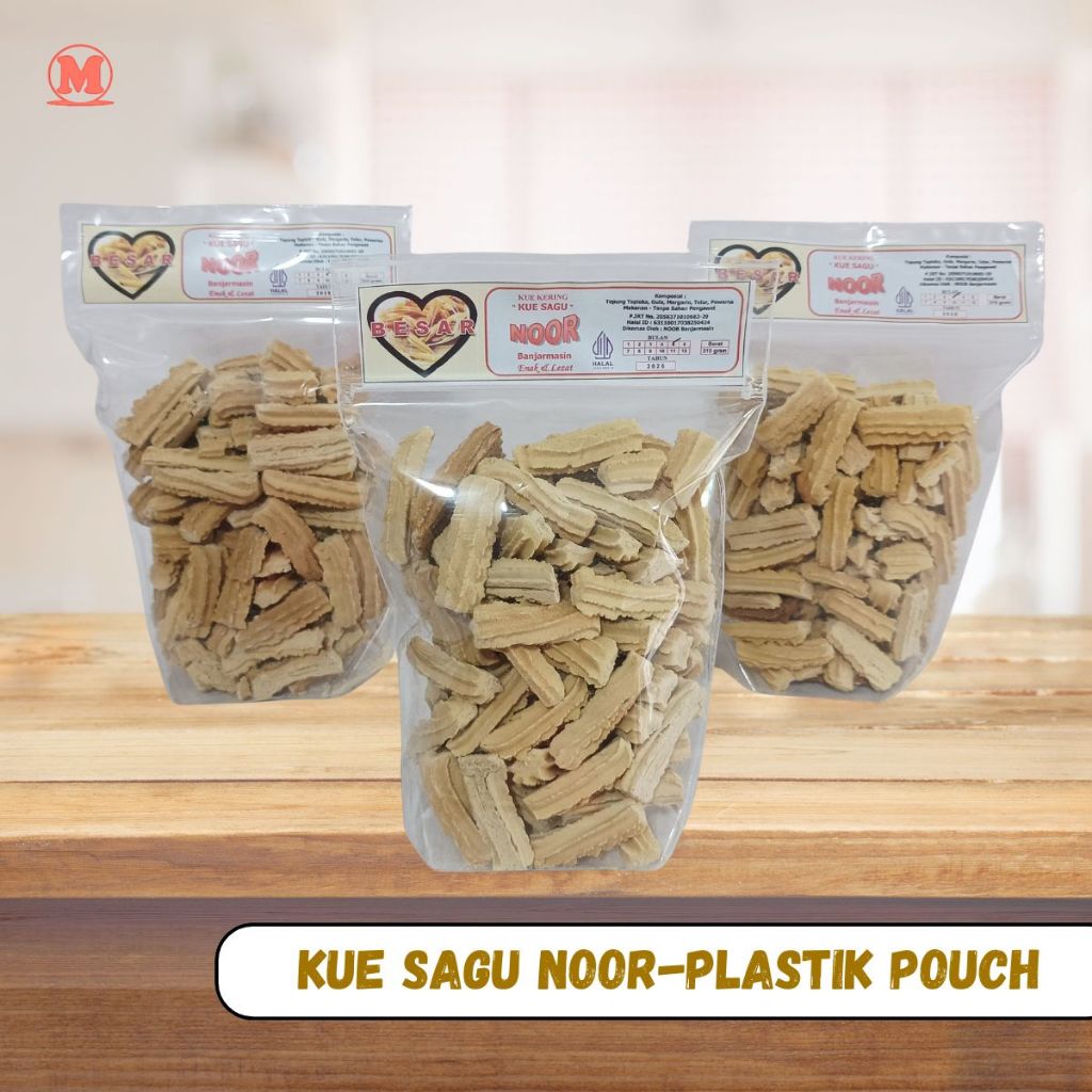 

Kue Sagu Noor kemasan standing pouch