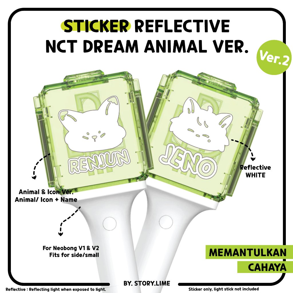 <VER 2> Sticker Deco Reflective NCT DREAM Animal Kpop Decal for NEOBONG/ Lighstick NCT By. STORY.LIM