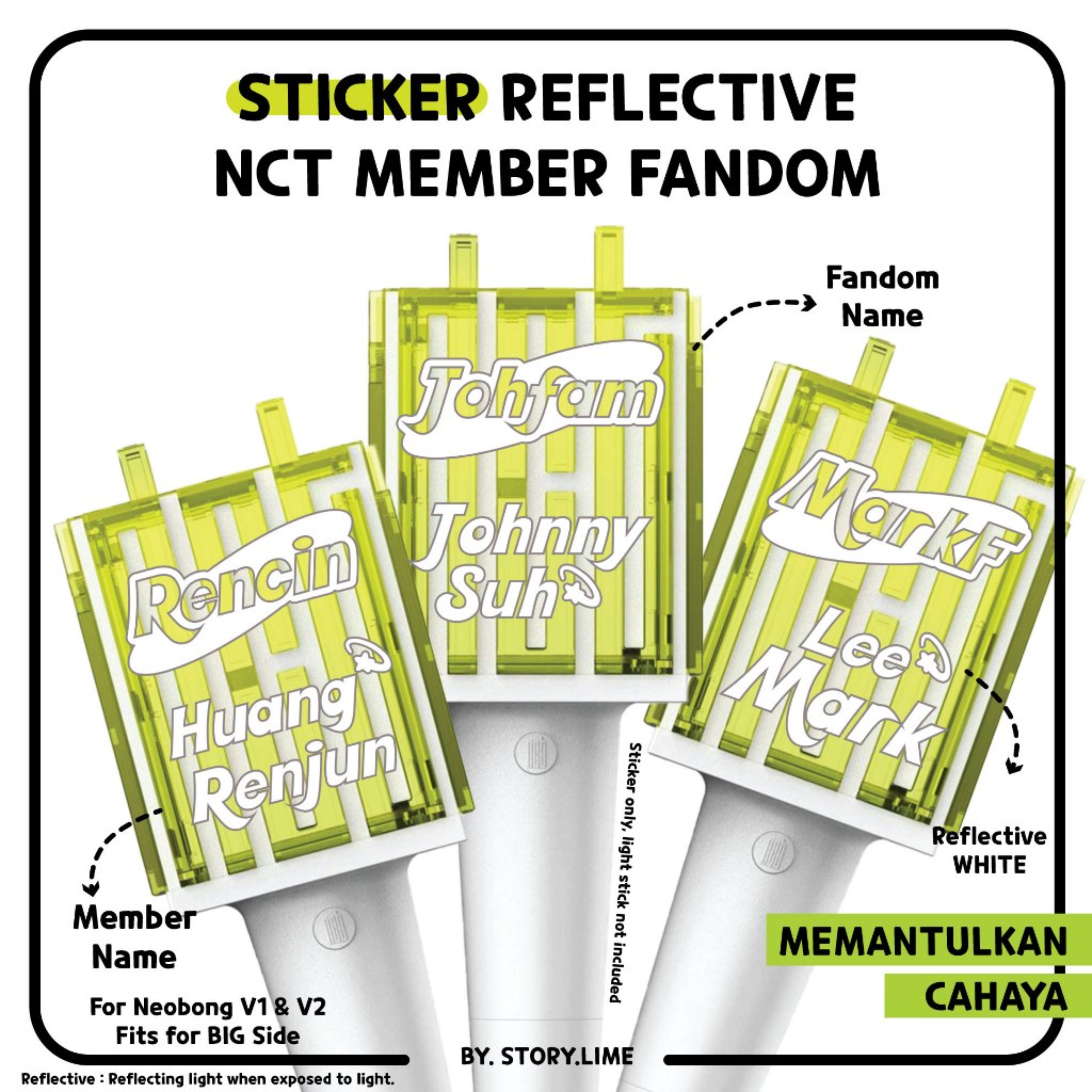 

Sticker Deco Reflective NCT Member Fandom/ Solo Stan Lighstick NCT NEOBONG Kpop Decal NCT 127, DREAM By. STORY.LIME