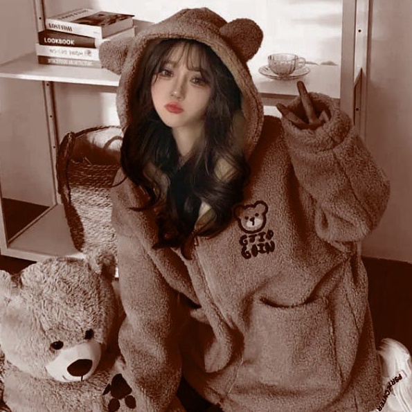 KP8 Jaket Wanita Shea Cute Bulu Domba  Jaket Bulu Shea Wanita Pull Bordir  Jaket Bulu