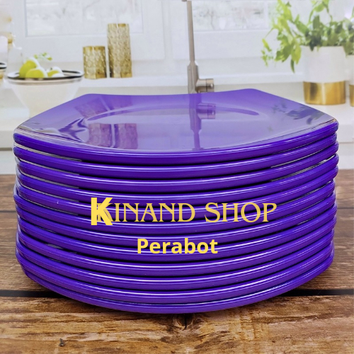 piring makan kotak 23 cm piring ungu violet 9 inch melamin tebal datar