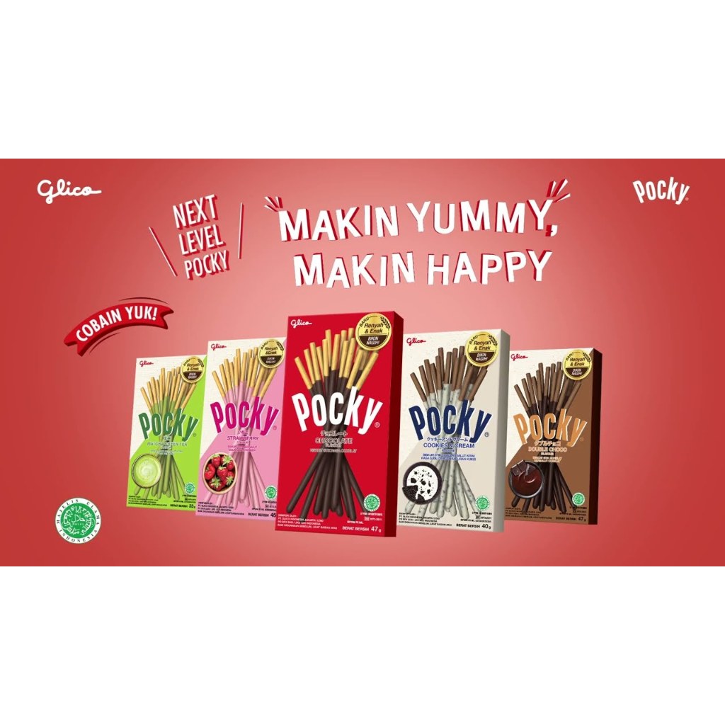 

GLICO POCKY BISKUIT STICK BERLAPIS COKLAT, TERSEDIA RASA COKELAT/COOKIES/MATCHA/STRAWBERRY