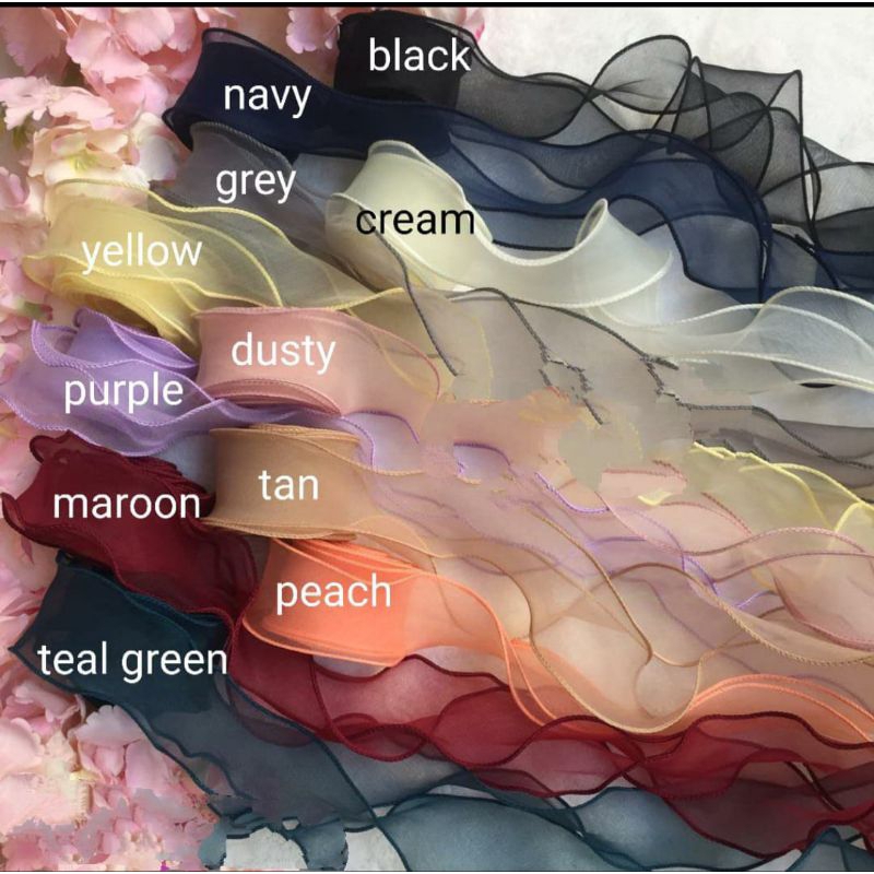 1YARD ( 90 CM) - PITA ORGANZA NECI/ ORGANZA RIBBON/ORGANZA LIST WAVE/PITA KOREA