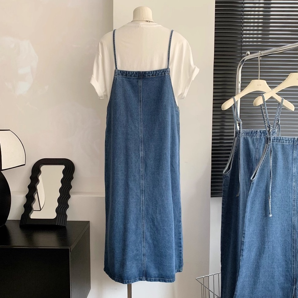 KODE I18X Ready stok  overall jeans wanita panjang dress robek cewek korean style hitam overal kekin