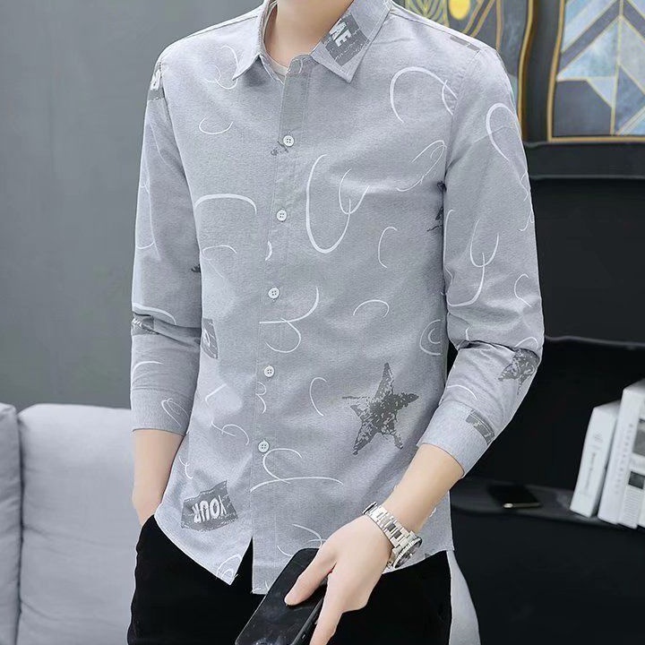 Kemeja PriaKerenTerbaru Shirt MenS Korean Style Trendy LongSleeve Slim Fit