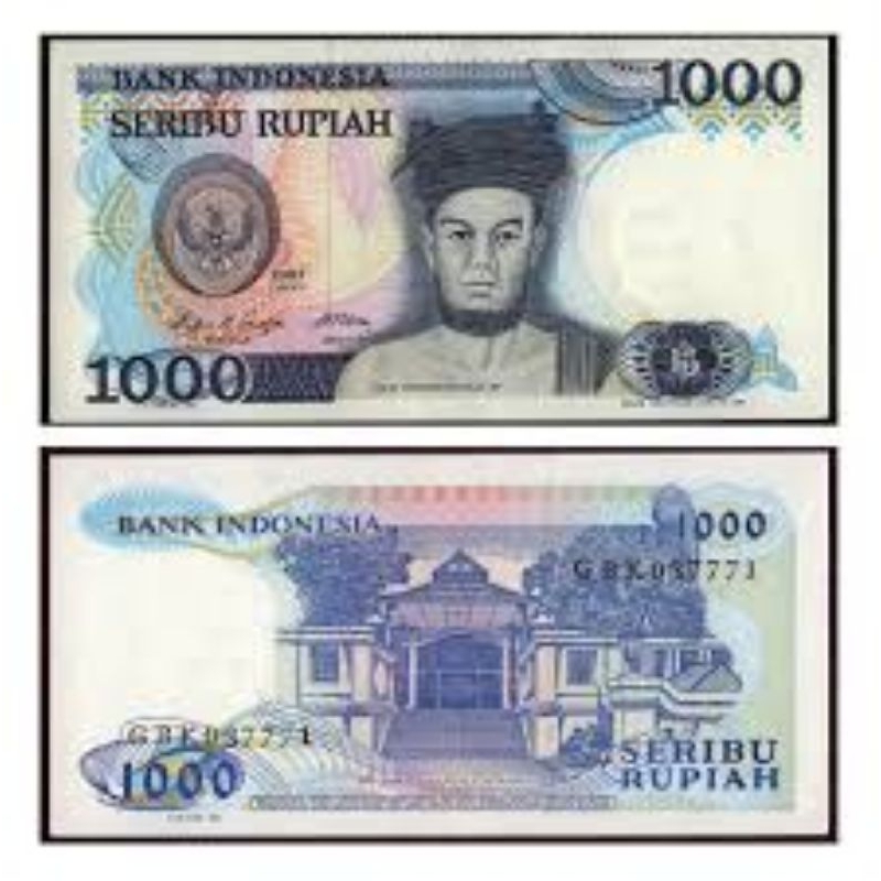 uang kuno indonesia 1000 singamaraja 1987 asli bagus