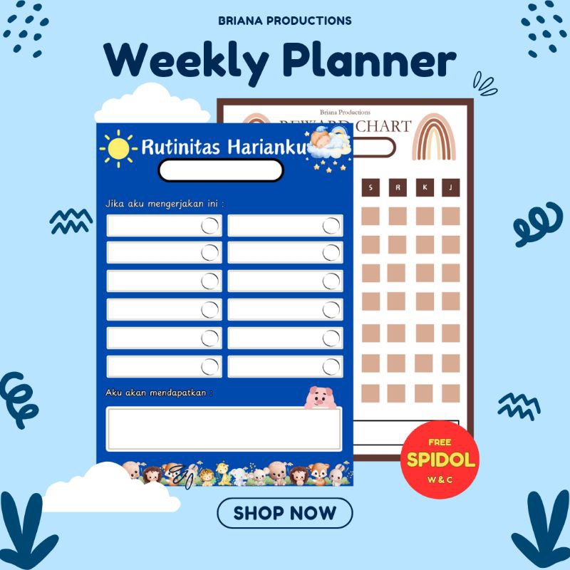 

WEEKLY PLANNER | JADWAL HARIAN MINGGUAN ANAK | TABEL KEGIATAN ANAK | CHECKLIST RUTINITAS