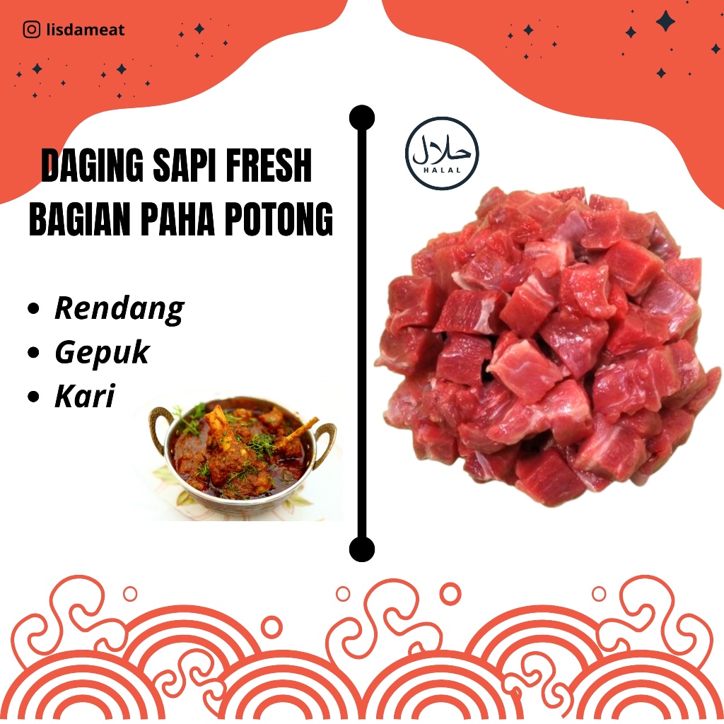 

DAGING SAPI FRESH BAGIAN PAHA POTONG DADU