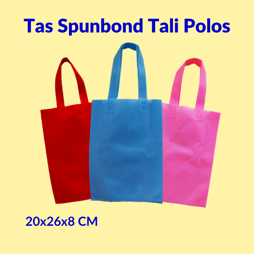 

(1 PCS) Tas Belanja Spunbond Polos 20x26x8 Goodie Bag Tali Tebal Kantong Promosi Seminar Event Murah
