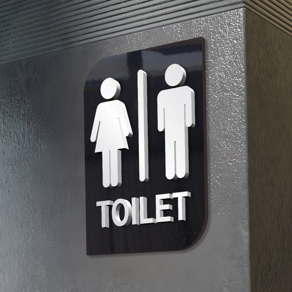 

KODE W95A Signage Acrylic Pop Up Sign Kotak 13 x 175 cm Toilet Hitam putih