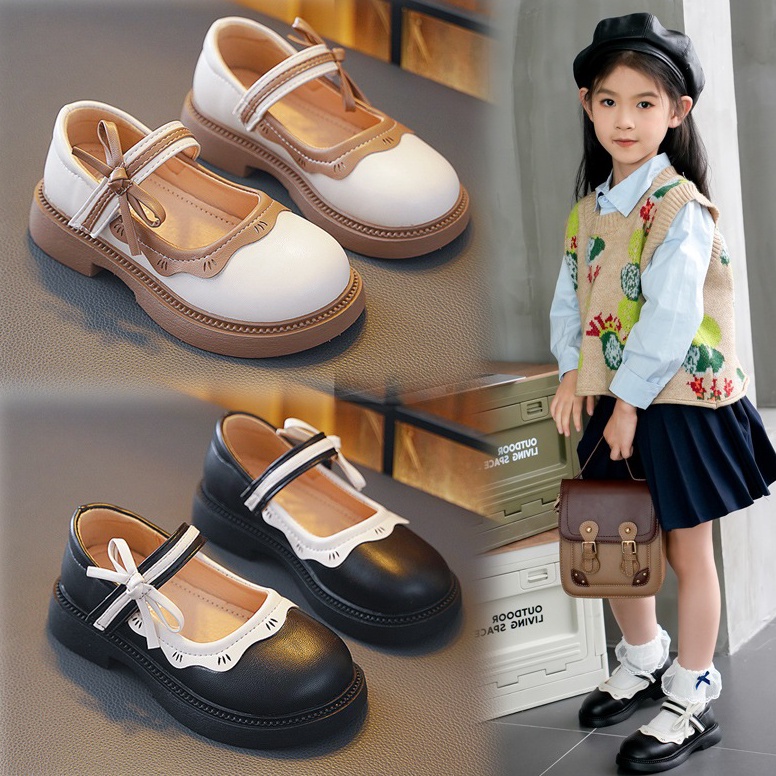 Harga Bersahabat SIZE2636 Princess Sepatu kulit putri anak perempuan Lolita Hitam Sepatu Anak