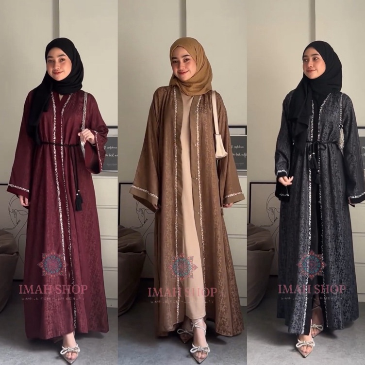 KODE G38D Abaya Hitam Turkey Gamis Syari Muslimah Bahan Jaguard Premium Kombinasi Renda Imah Shop Dr