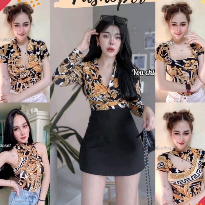 HJ6 Bodysuit Atasan Lengan PanjangPendek Wanita Bangkok