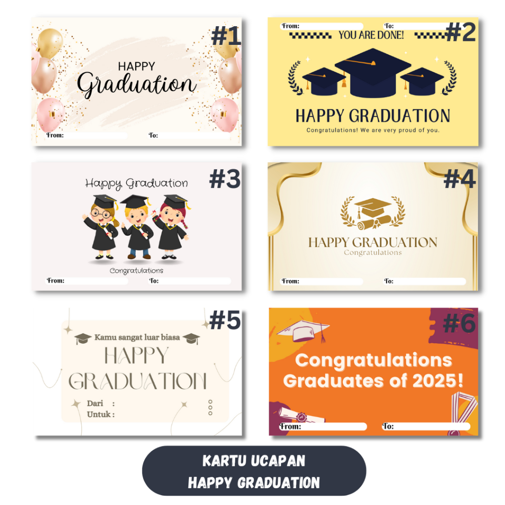 Kartu Ucapan Happy Graduation | Kartu Ucapan Wisuda Kelulusan | Greeting Card Happy Graduation | Gre