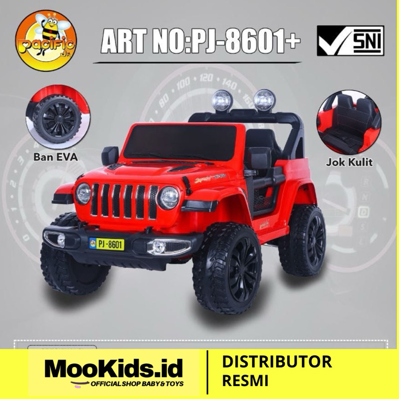 MooKids Mobil Aki Anak Pacific PJ 8601+ Ban Karet mobilan cas an listrik Ukuran besar
