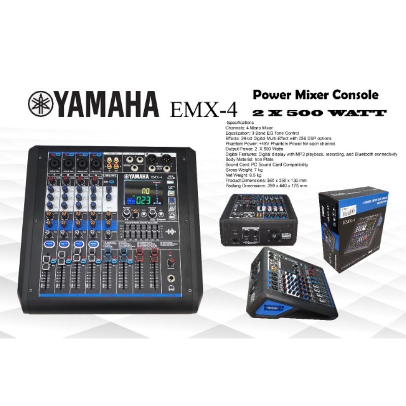 POWER MIXER YAMAHA EMX4 BLUETOOTH USB MP3 MIXER 4 CHANNEL EMX 4