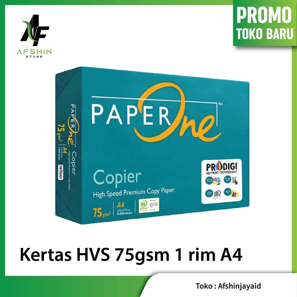 

Kertas Print Fotocopy HVS A4 75 gr PaperOne / Rim