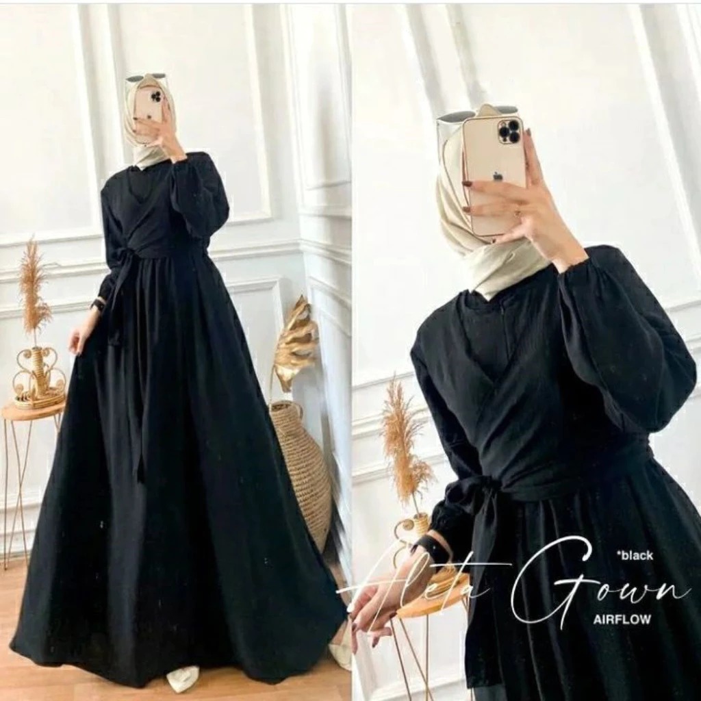 BAJU GAMIS SYARI DRESS WANITA MUSLIMAH NAGITA MAXY GLOW CRINKLE NHM