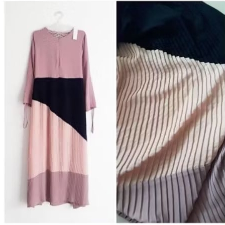 Preloved gamis gaun dress pink plisket sporty eksklusif pesta party kondangan gamis lebaran baju mus
