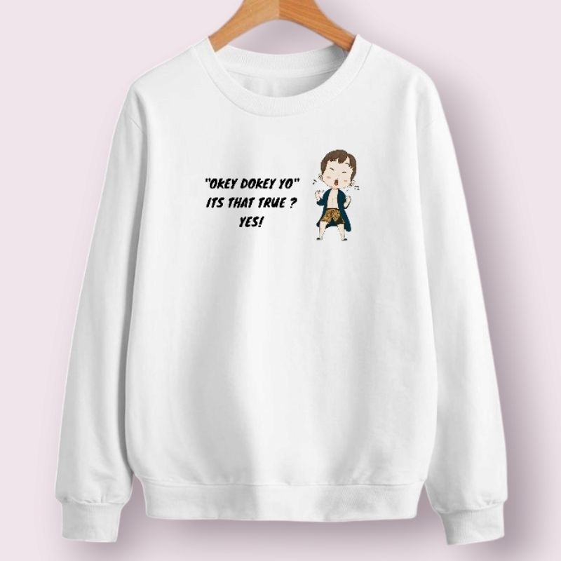 SWEATER DEWASA KARTUN HAN SEOJUN OKEY DOKEY YO HITAM PUTIH PRIA DAN WANITA