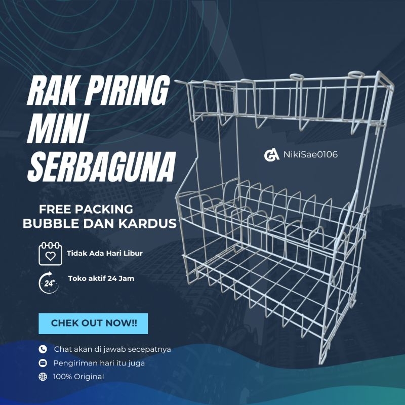 Rak Dapur Mini 3 Susun / Rak Piring Mini Serbaguna / Rak Wastafel Mini / Rak Gantung Ringan