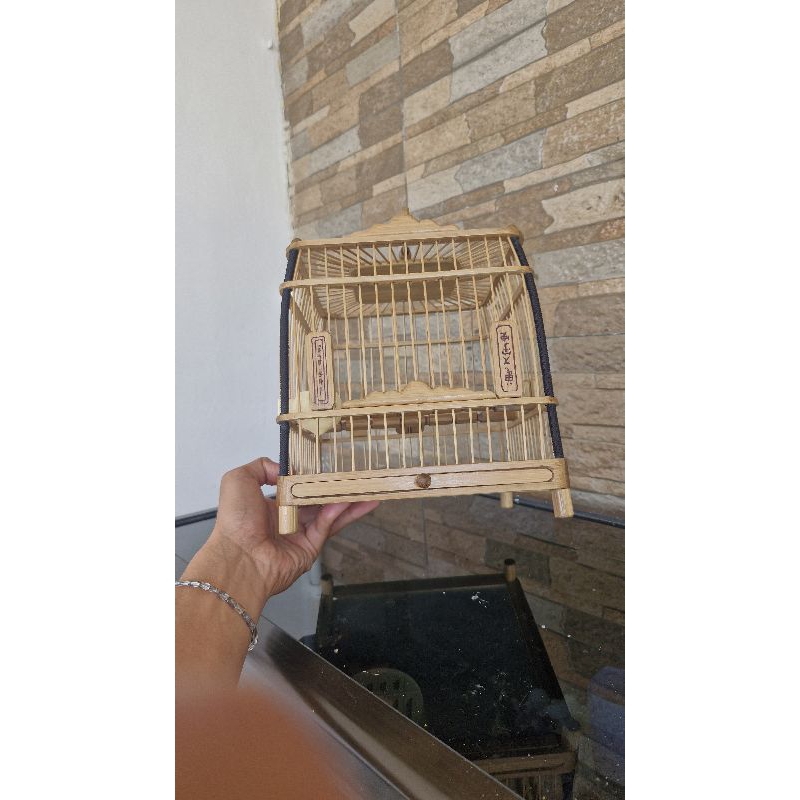 Sangkar burung  cungkok lokal D21 full bambu  fullsett tangkringan dan variasi  tanpa  cepuk