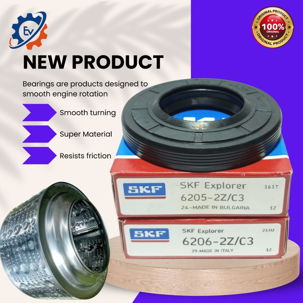 LAHER/ BEARING SKF 6205-6206 2Z/C3 / 2RSH-C3 / 2RS1/C3 MESIN CUCI SAMSUNG/ Seal 35x65/55x10/12