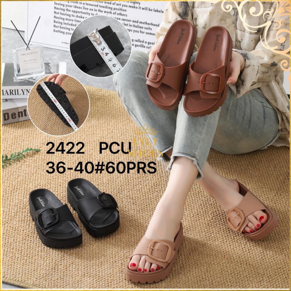 Terbagus Sandal Selop Jelly Wanita Youth Balance Motif Gesper Karet Hak Rendah 2422
