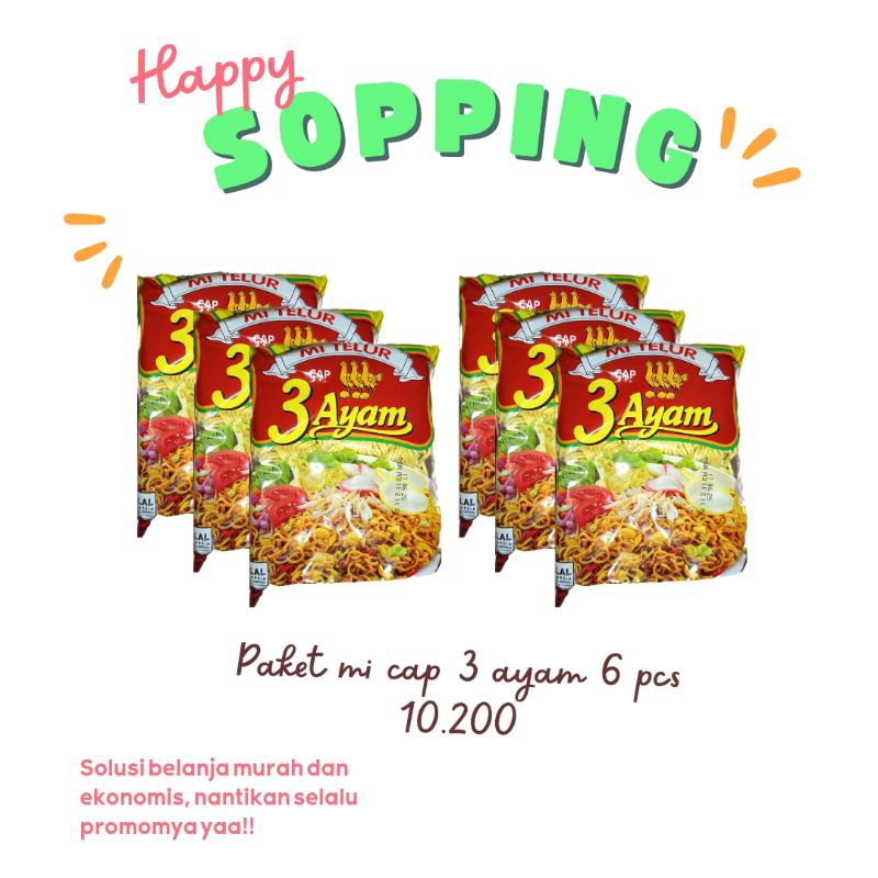 

mie telur cap 3 ayam 6 pcs