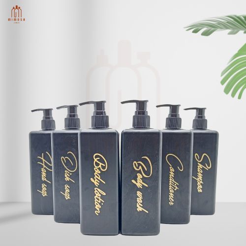 Botol Refill Sabun Cair 500 ML Kotak Hitam Doff Hitam / Botol Pump Kotak / Botol Sabun Aesthetic