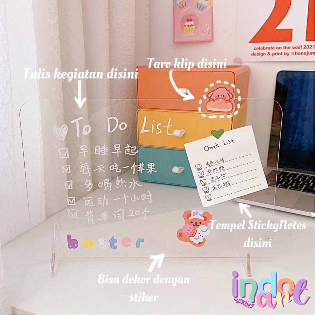 

(IAS) Papan Tulis Kegiatan Akrilik Acrylic Planner To Do List Board Daily Activities