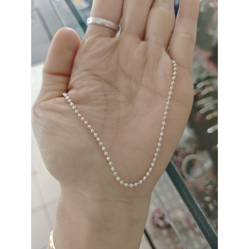 SECOND Kalung Rantai Biji Belah Perak -+45Cm Lokal 925 Second