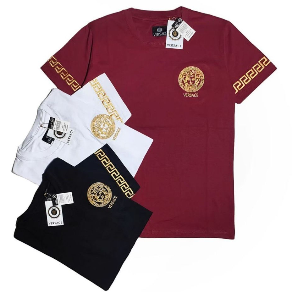 Baju Kaos Bordir Bahan tebal 24s Cotton Size M L XL | Kaos Distro Premium V3RSAC3 Tulisan Bordir Tim