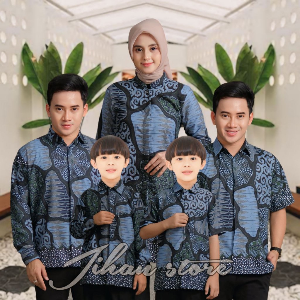 BATIK COUPLE PASANGAN SUAMI ISTRI TUNIK/BATIK COUPLE AYAH DAN BATIK ANAK LAKI LAKI MOTIF RAKABUMI